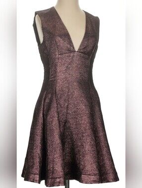 Opening Ceremony Metallic Bronze Mauve Fit & Flare Dress NWOT Size 2